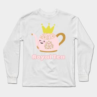 Royal Tea Kawaii Teapot with Crown Long Sleeve T-Shirt